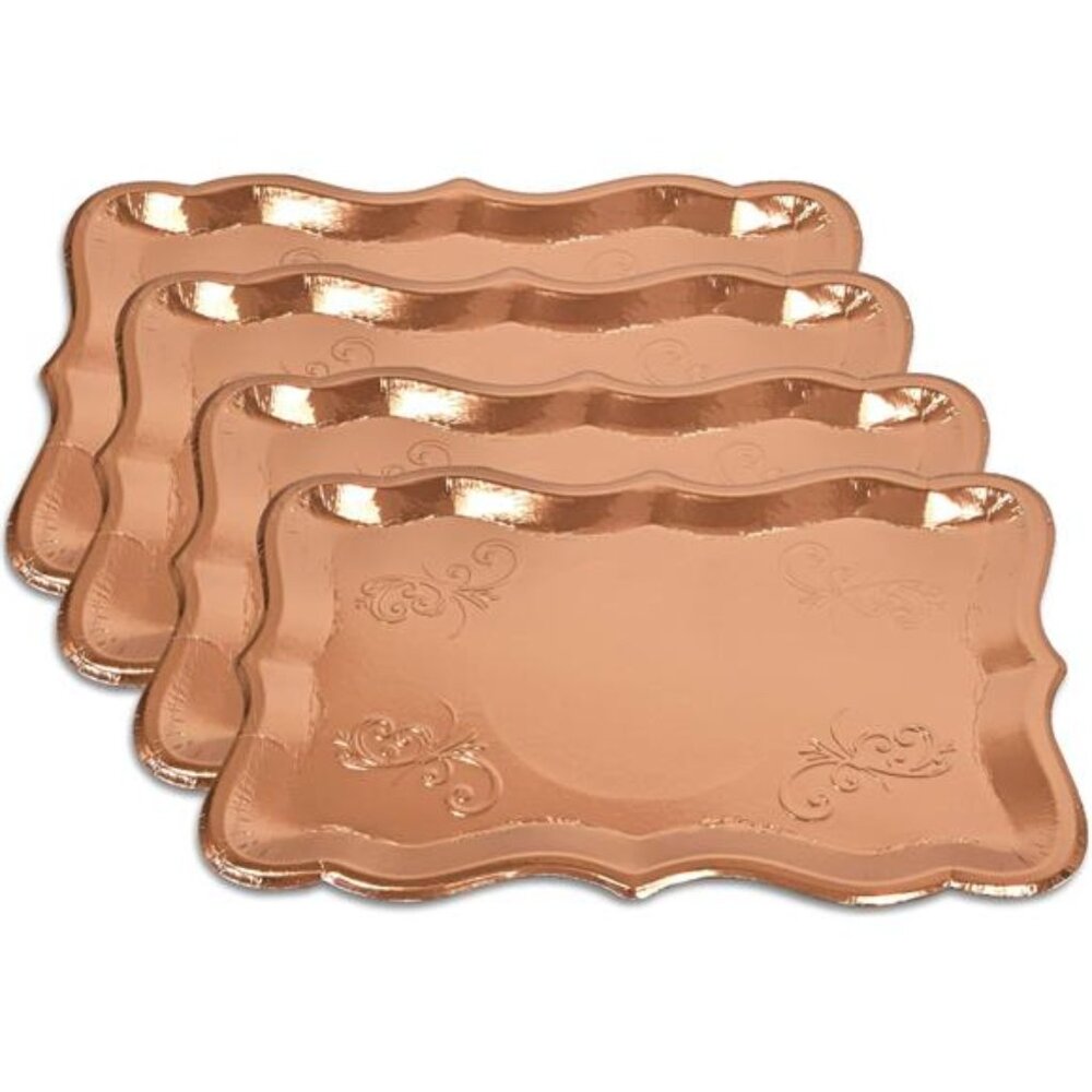 Gift Boutique 10 Rose Gold Rectangle Trays for Dessert Display Table